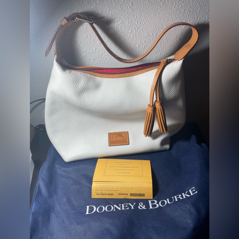 Dooney & Bourke Pebble Grain Hobo white leather handbag